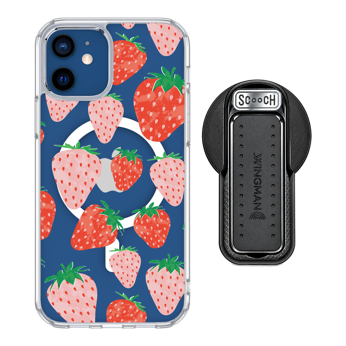 Scooch MagCase Strawberry Fields for iPhone 12 — MagSafe Wingback Bundle - Black