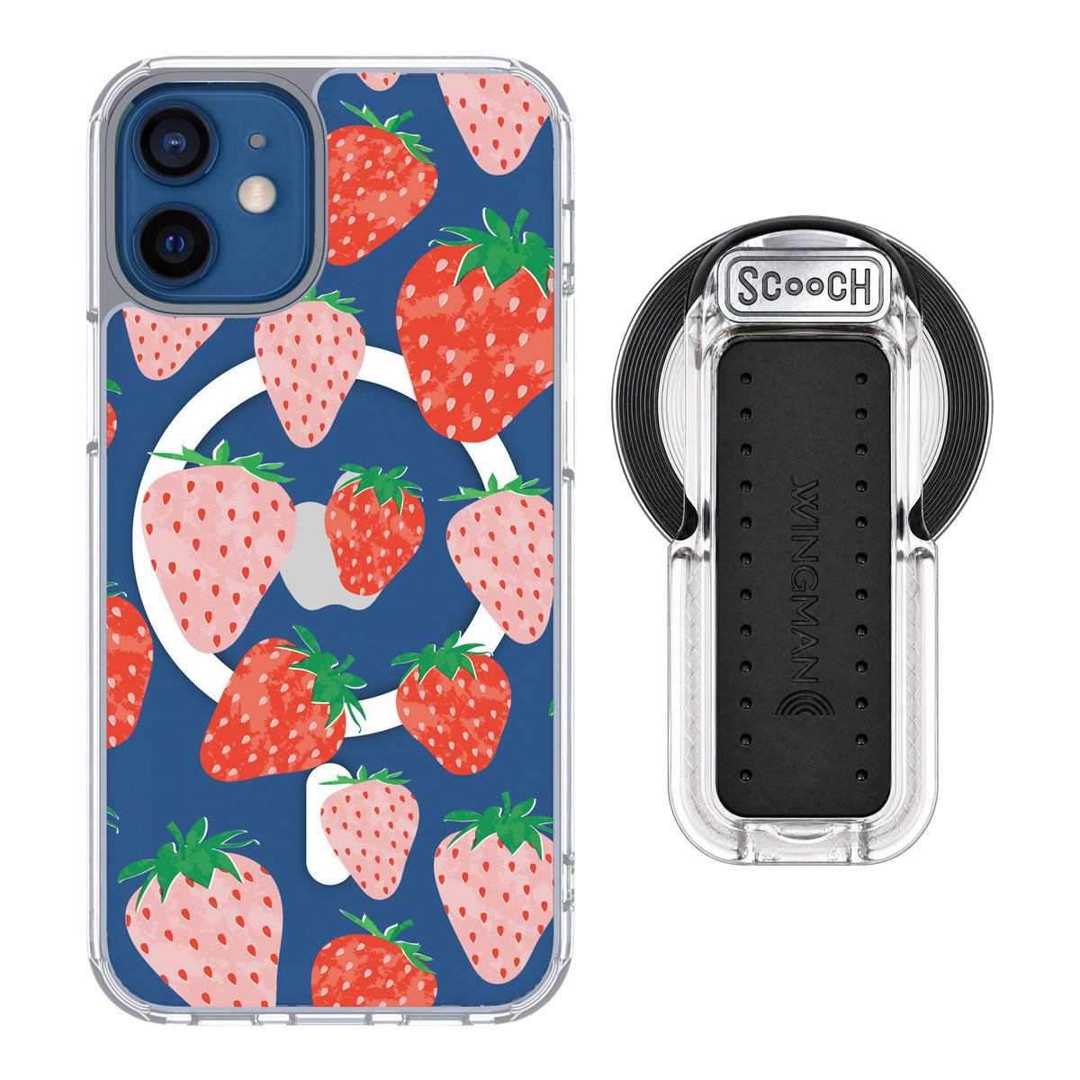 Scooch MagCase Strawberry Fields for iPhone 12 mini — MagSafe Wingback Bundle - Clear