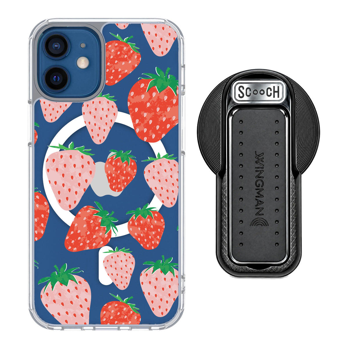 Scooch MagCase Strawberry Fields for iPhone 12 mini — MagSafe Wingback Bundle - Black