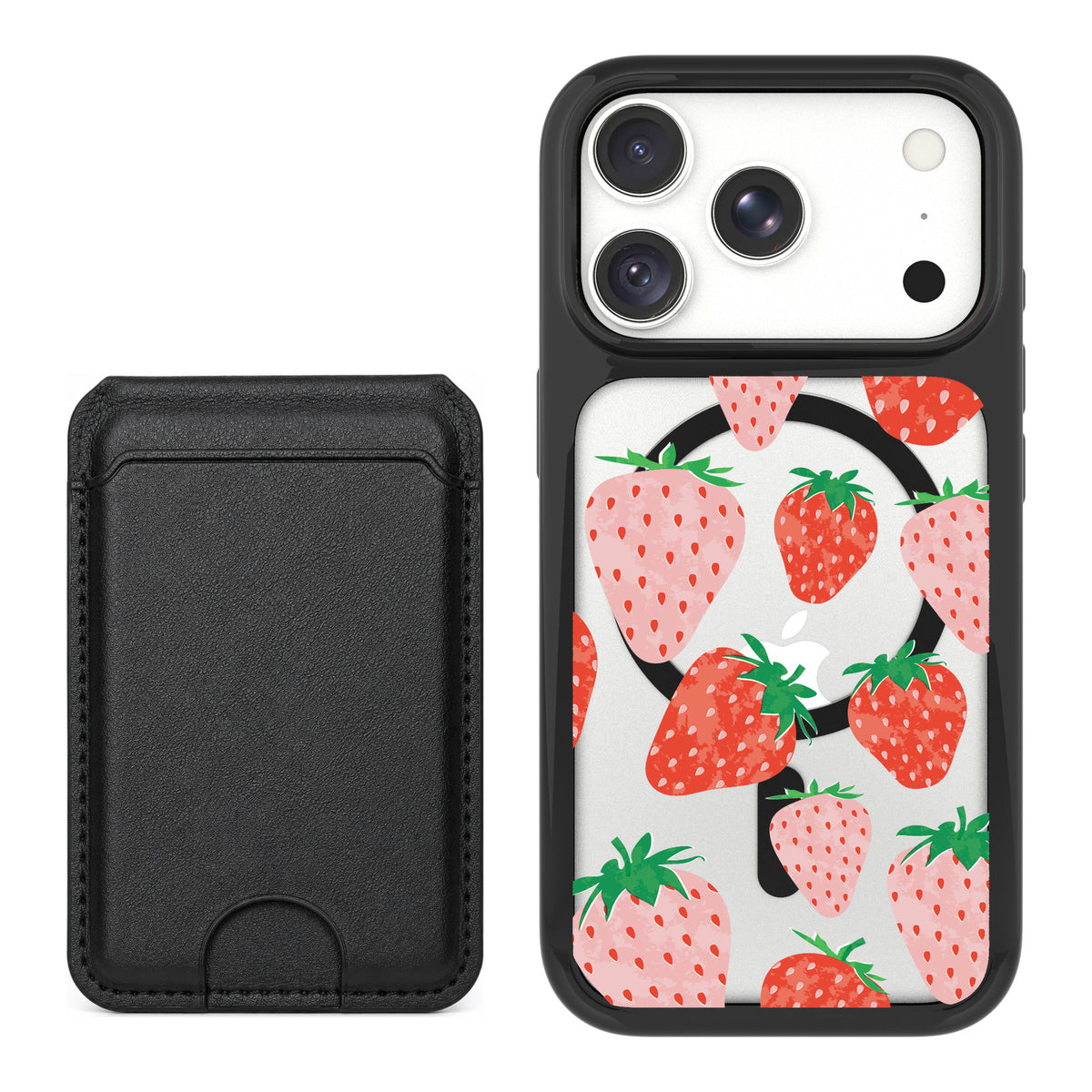 Scooch MagCase Strawberry Fields for iPhone 18 Pro Max — Black MagWallet Bundle