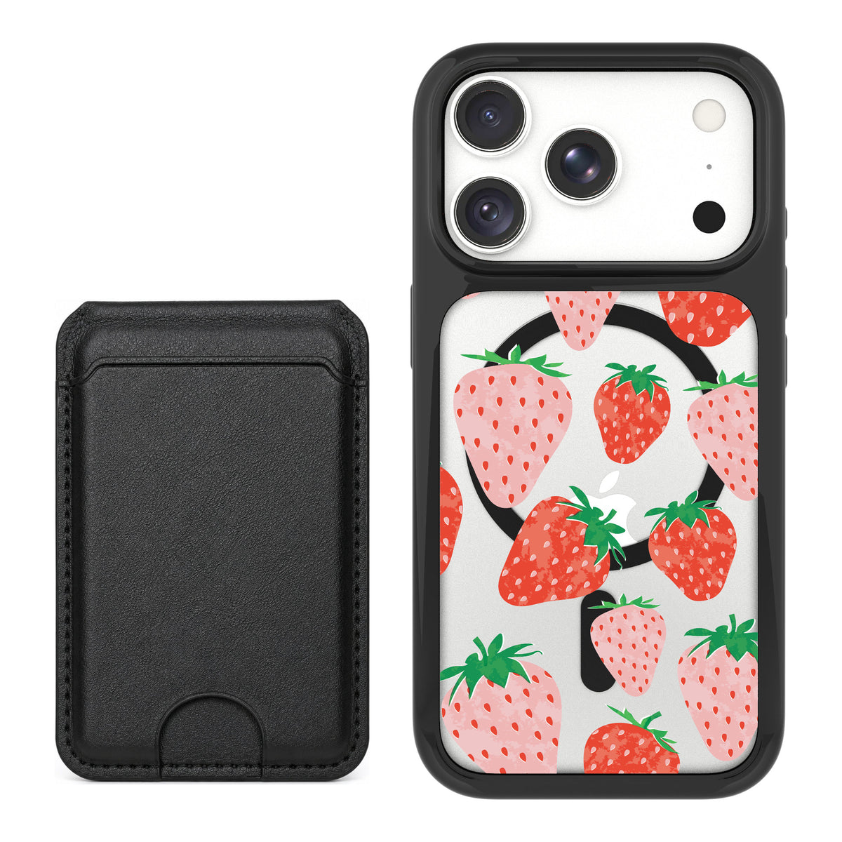 Scooch MagCase Strawberry Fields for iPhone 18 Pro — Black MagWallet Bundle