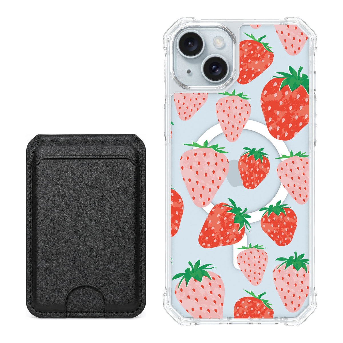 Scooch MagCase Strawberry Fields for iPhone 14 Plus — Black MagWallet Bundle