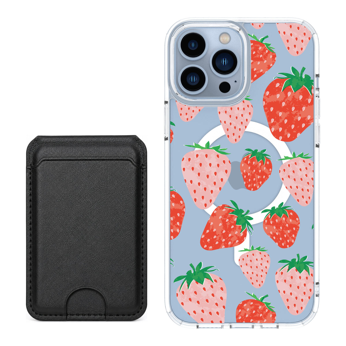 Scooch MagCase Strawberry Fields for iPhone 13 Pro Max — Black MagWallet Bundle