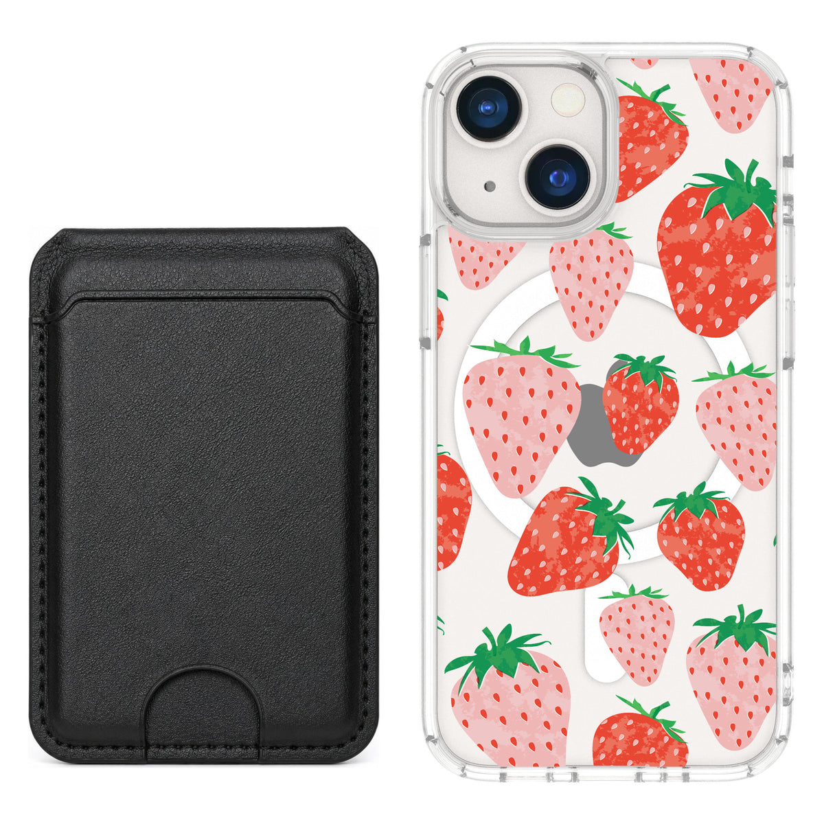 Scooch MagCase Strawberry Fields for iPhone 13 mini — Black MagWallet Bundle