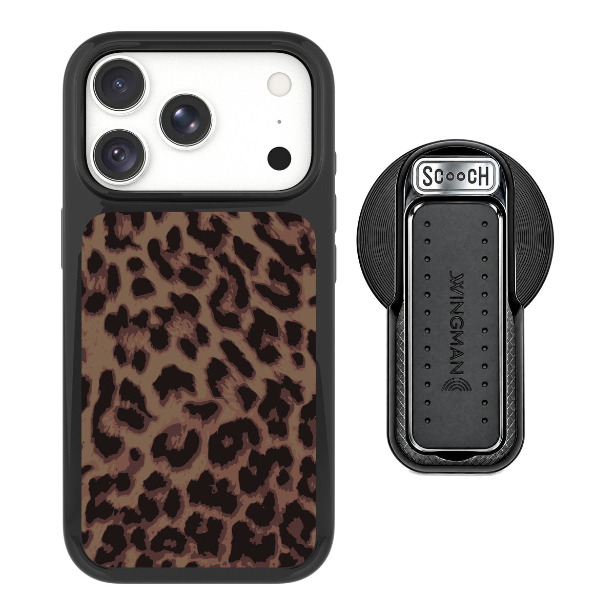 Scooch MagCase Luxe Leopard for iPhone 18 Pro Max — MagSafe Wingback Bundle - Black