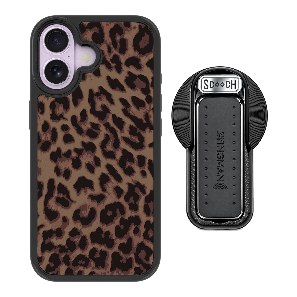 Scooch MagCase Luxe Leopard for iPhone 17 — MagSafe Wingback Bundle - Black