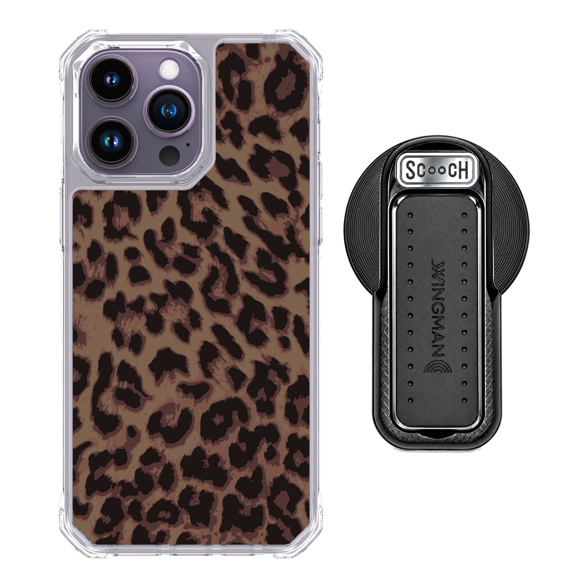 Scooch MagCase Luxe Leopard for iPhone 14 Pro Max — MagSafe Wingback Bundle - Black