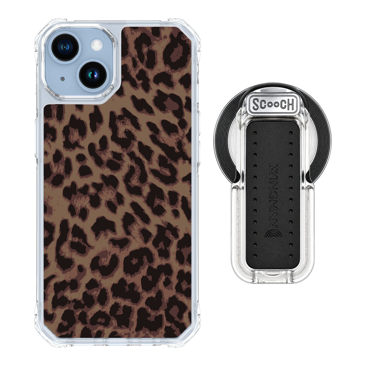Scooch MagCase Luxe Leopard for iPhone 14 — MagSafe Wingback Bundle - Clear