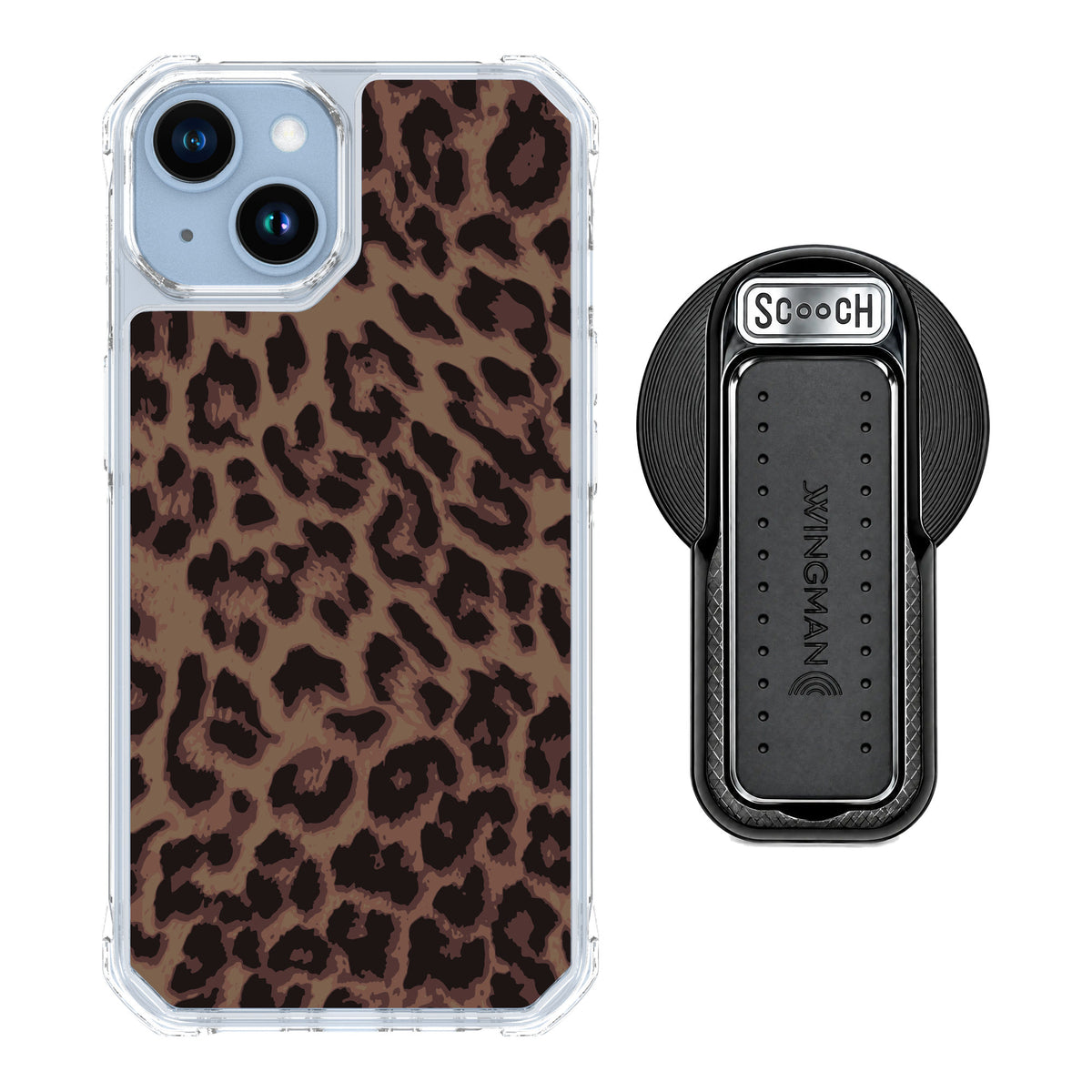 Scooch MagCase Luxe Leopard for iPhone 14 — MagSafe Wingback Bundle - Black
