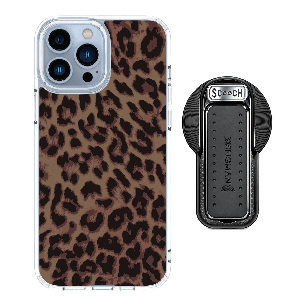 Scooch MagCase Luxe Leopard for iPhone 13 Pro Max — MagSafe Wingback Bundle - Black