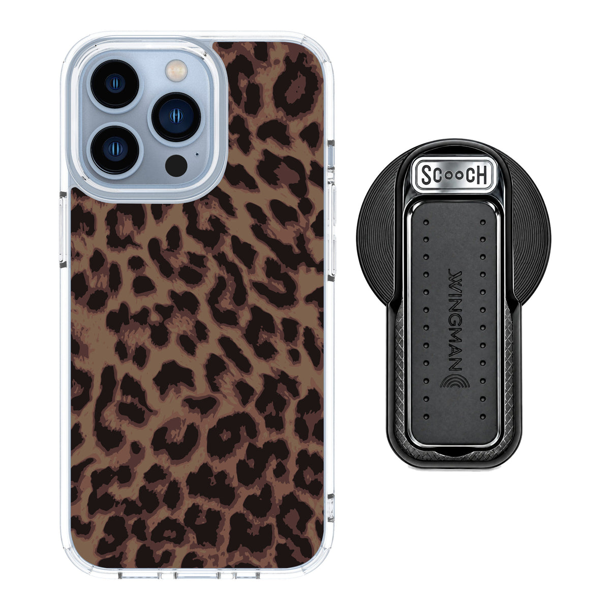 Scooch MagCase Luxe Leopard for iPhone 13 Pro — MagSafe Wingback Bundle - Black