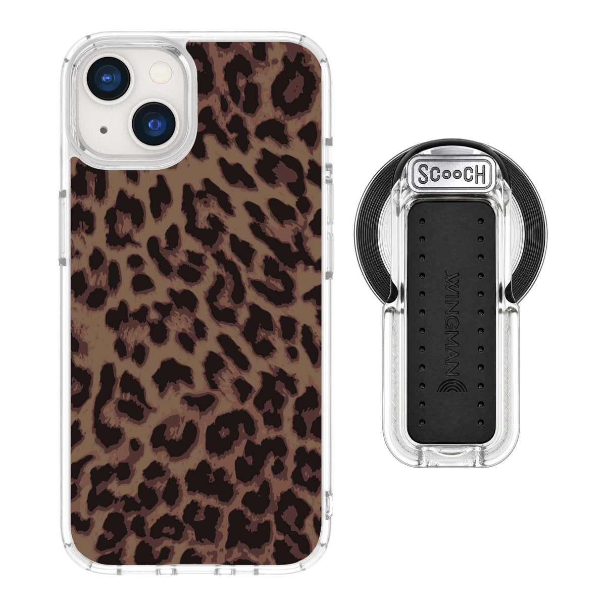 Scooch MagCase Luxe Leopard for iPhone 13 — MagSafe Wingback Bundle - Clear