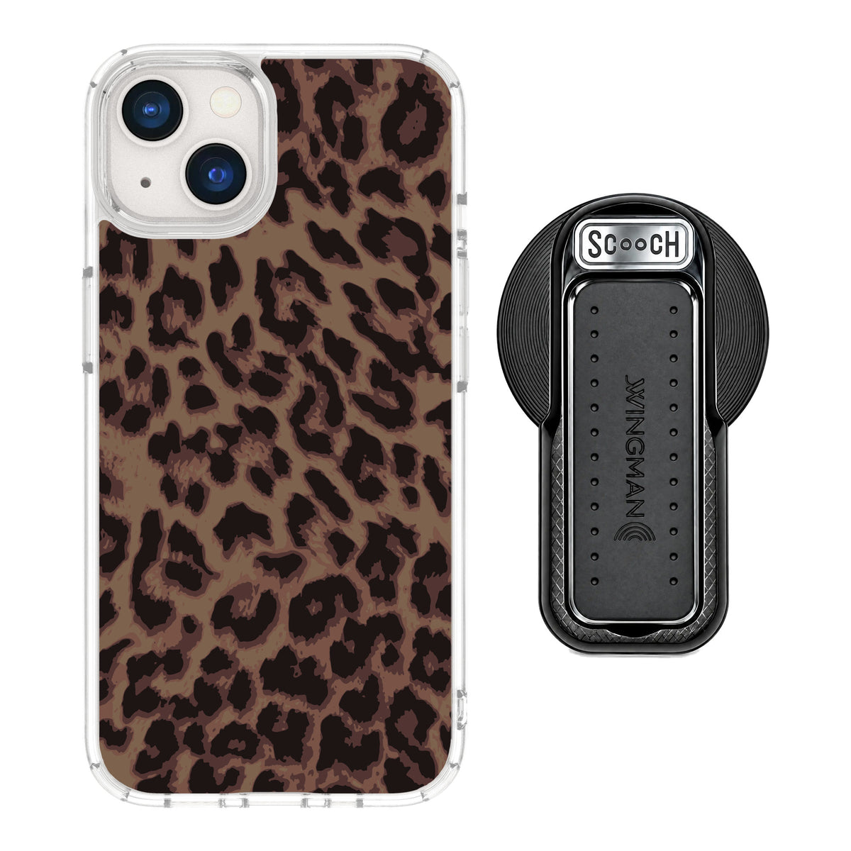 Scooch MagCase Luxe Leopard for iPhone 13 — MagSafe Wingback Bundle - Black