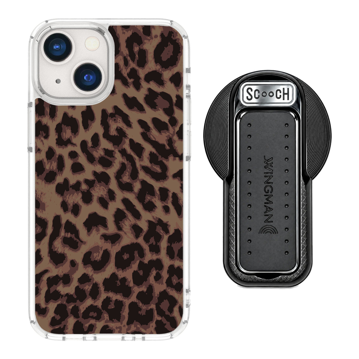 Scooch MagCase Luxe Leopard for iPhone 13 mini — MagSafe Wingback Bundle - Black