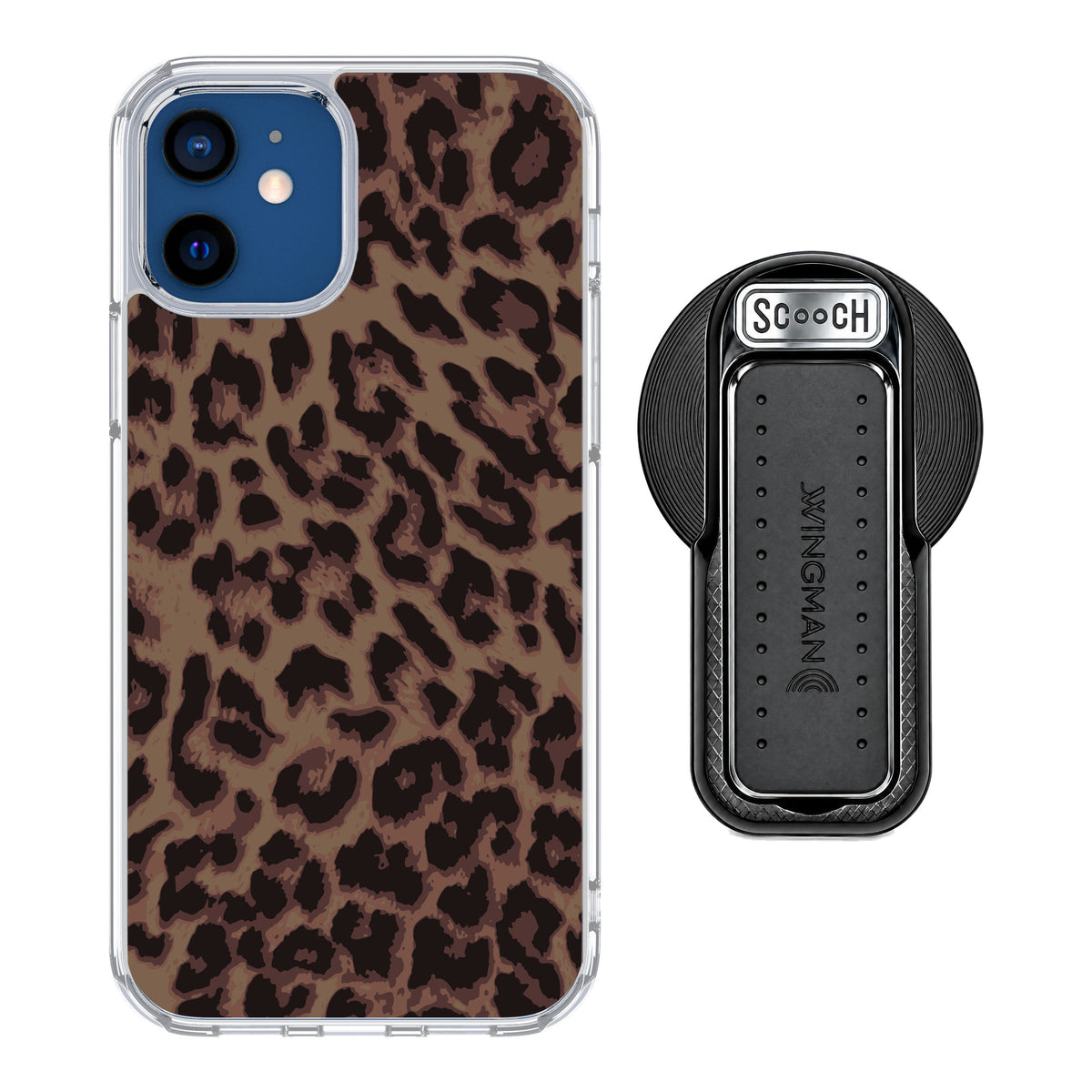 Scooch MagCase Luxe Leopard for iPhone 12 — MagSafe Wingback Bundle - Black