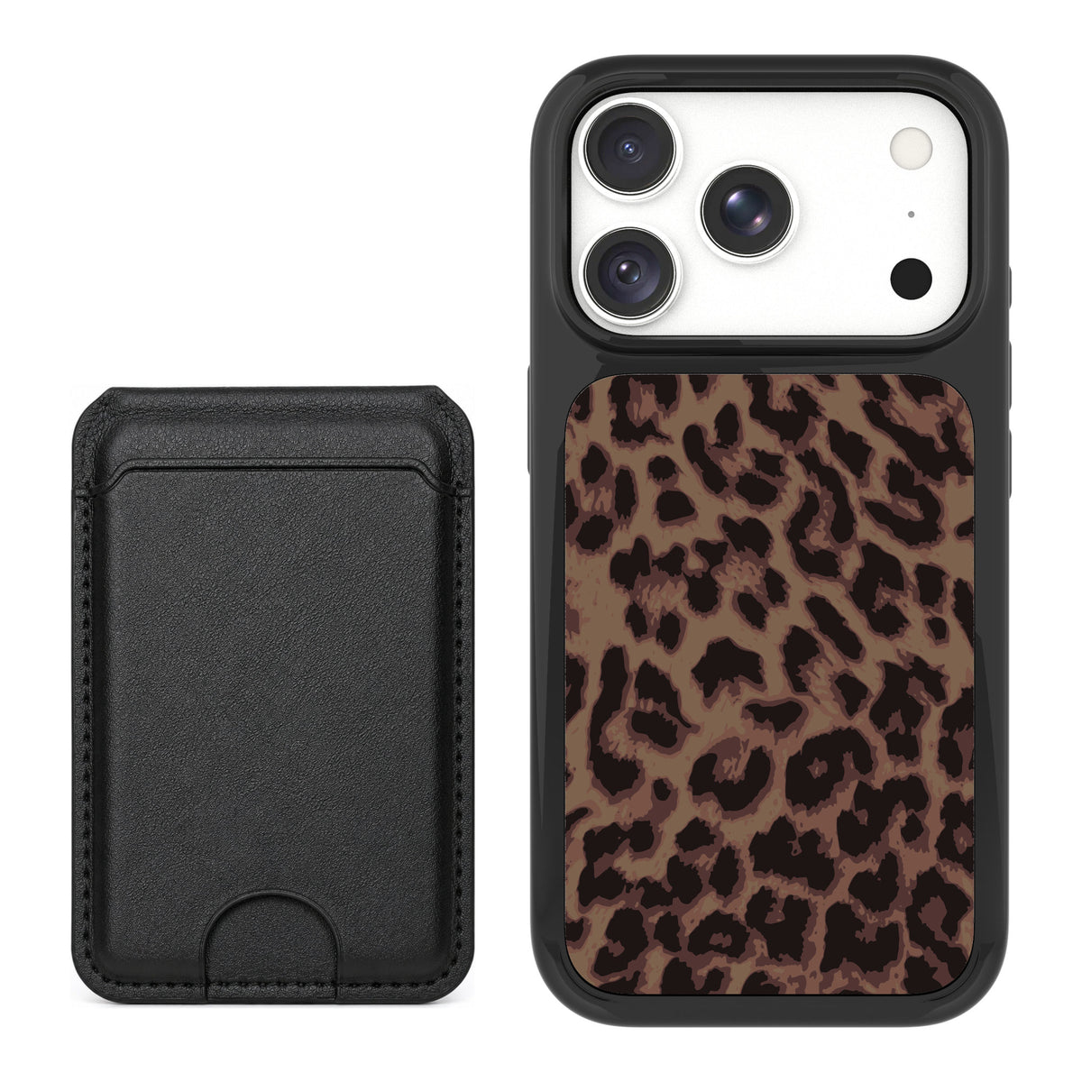 Scooch MagCase Luxe Leopard for iPhone 18 Pro — Black MagWallet Bundle