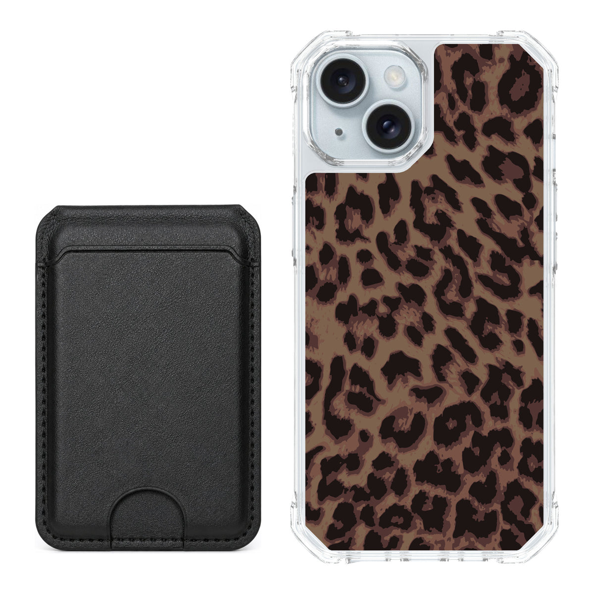Scooch MagCase Luxe Leopard for iPhone 15 — Black MagWallet Bundle