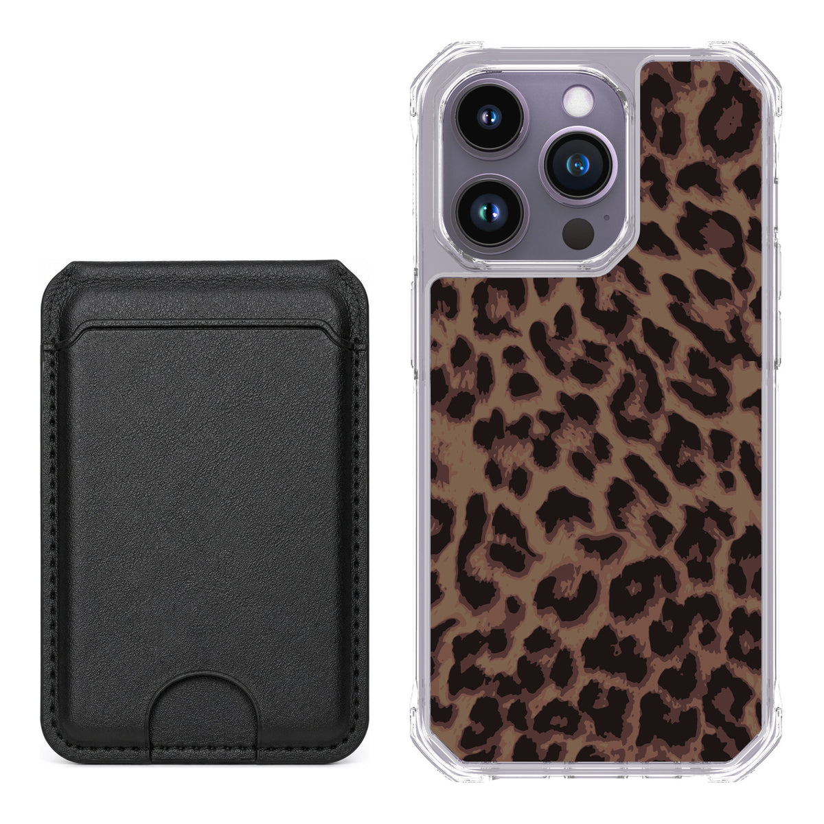 Scooch MagCase Luxe Leopard for iPhone 14 Pro — Black MagWallet Bundle