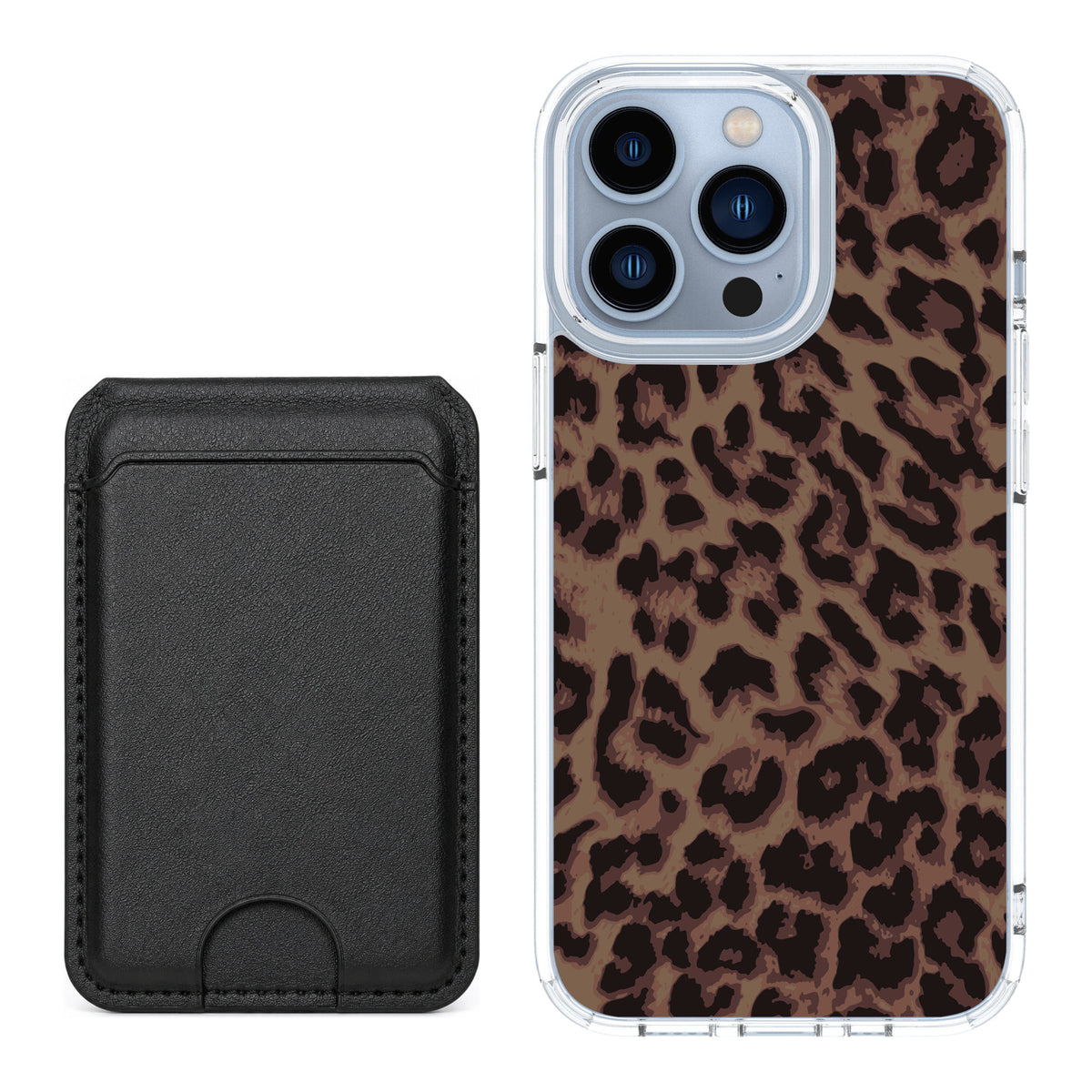 Scooch MagCase Luxe Leopard for iPhone 13 Pro — Black MagWallet Bundle