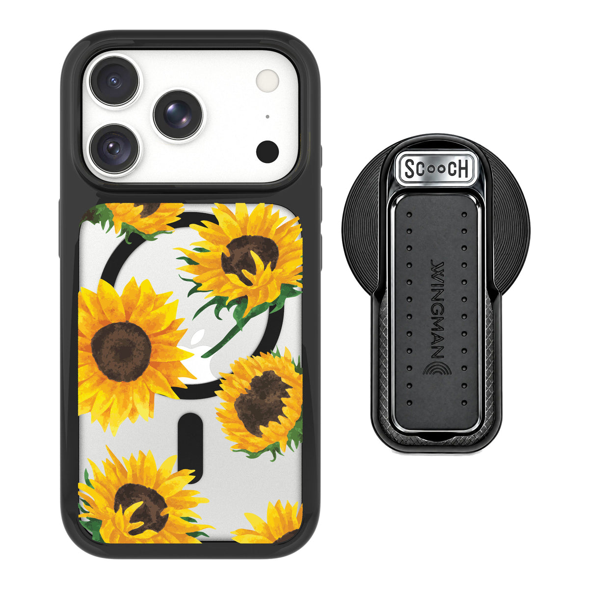 Scooch MagCase Sunflower Frenzy for iPhone 18 Pro Max — MagSafe Wingback Bundle - Black