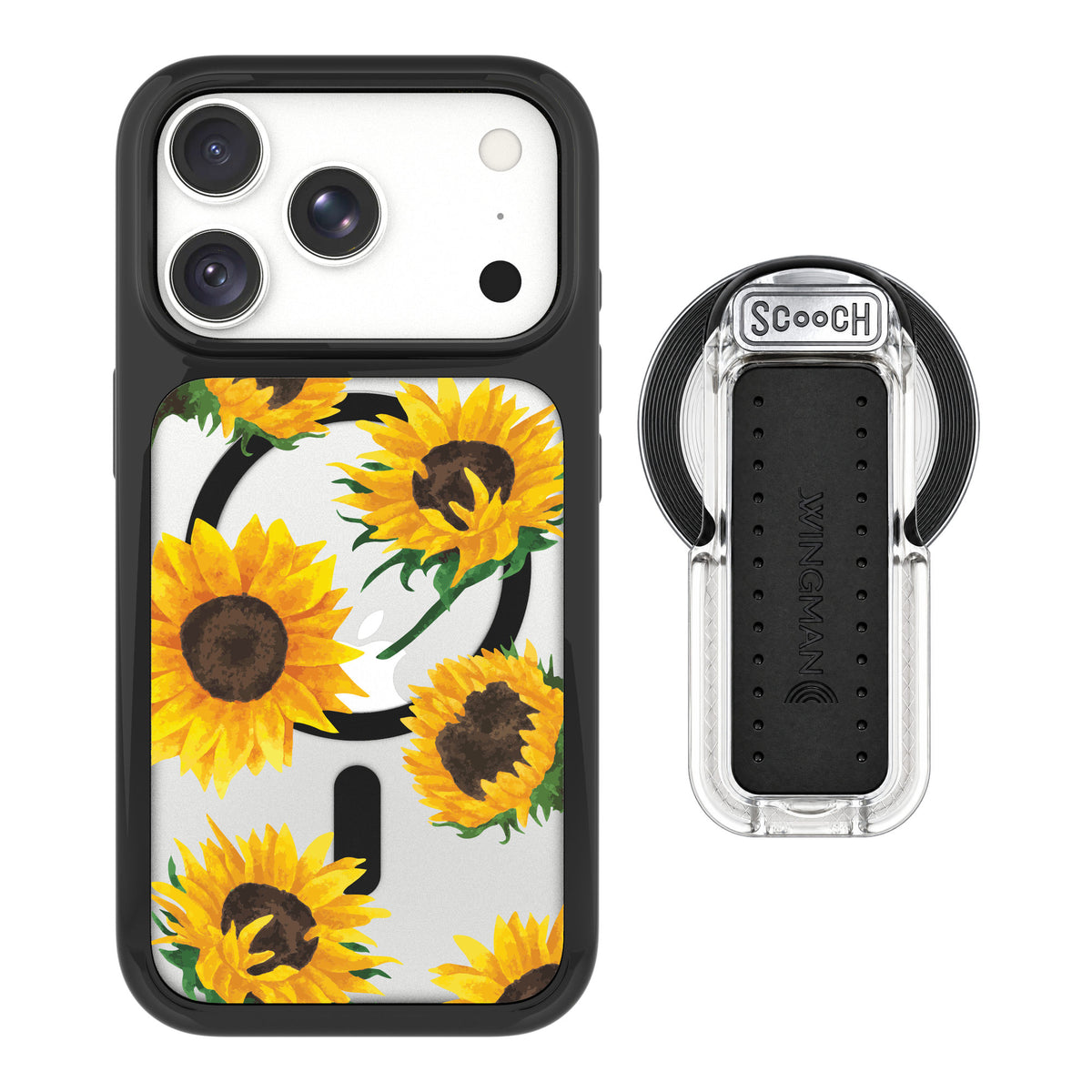 Scooch MagCase Sunflower Frenzy for iPhone 18 Pro — MagSafe Wingback Bundle - Clear