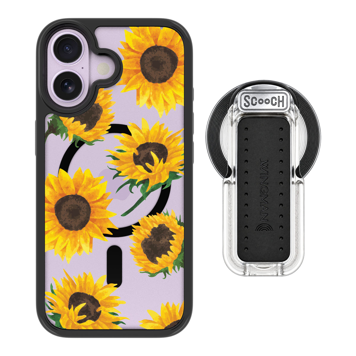 Scooch MagCase Sunflower Frenzy for iPhone 17 — MagSafe Wingback Bundle - Clear