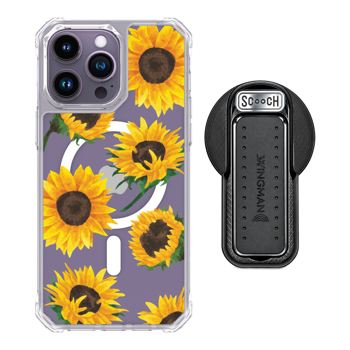Scooch MagCase Sunflower Frenzy for iPhone 14 Pro Max — MagSafe Wingback Bundle - Black