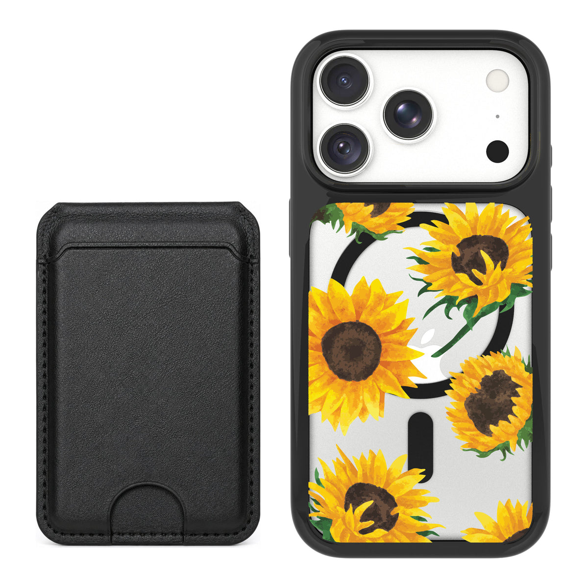 Scooch MagCase Sunflower Frenzy for iPhone 18 Pro Max — Black MagWallet Bundle