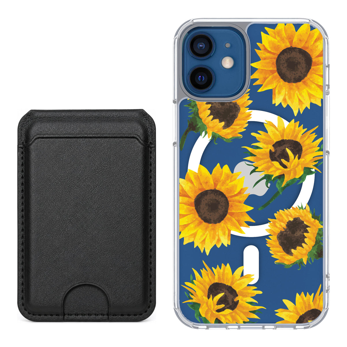 Scooch MagCase Sunflower Frenzy for iPhone 12 mini — Black MagWallet Bundle