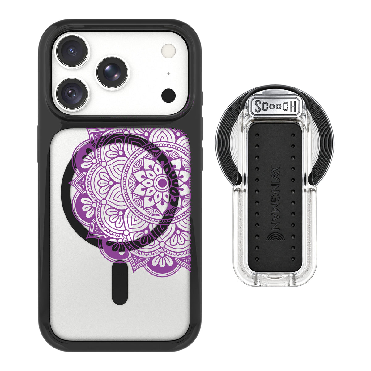 Scooch MagCase Mandala Dreams for iPhone 18 Pro Max — MagSafe Wingback Bundle - Clear