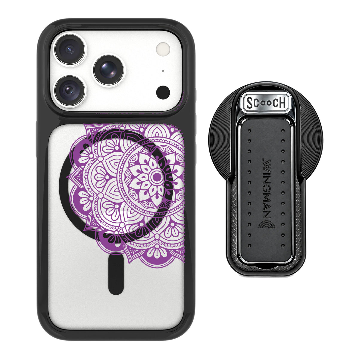 Scooch MagCase Mandala Dreams for iPhone 18 Pro Max — MagSafe Wingback Bundle - Black