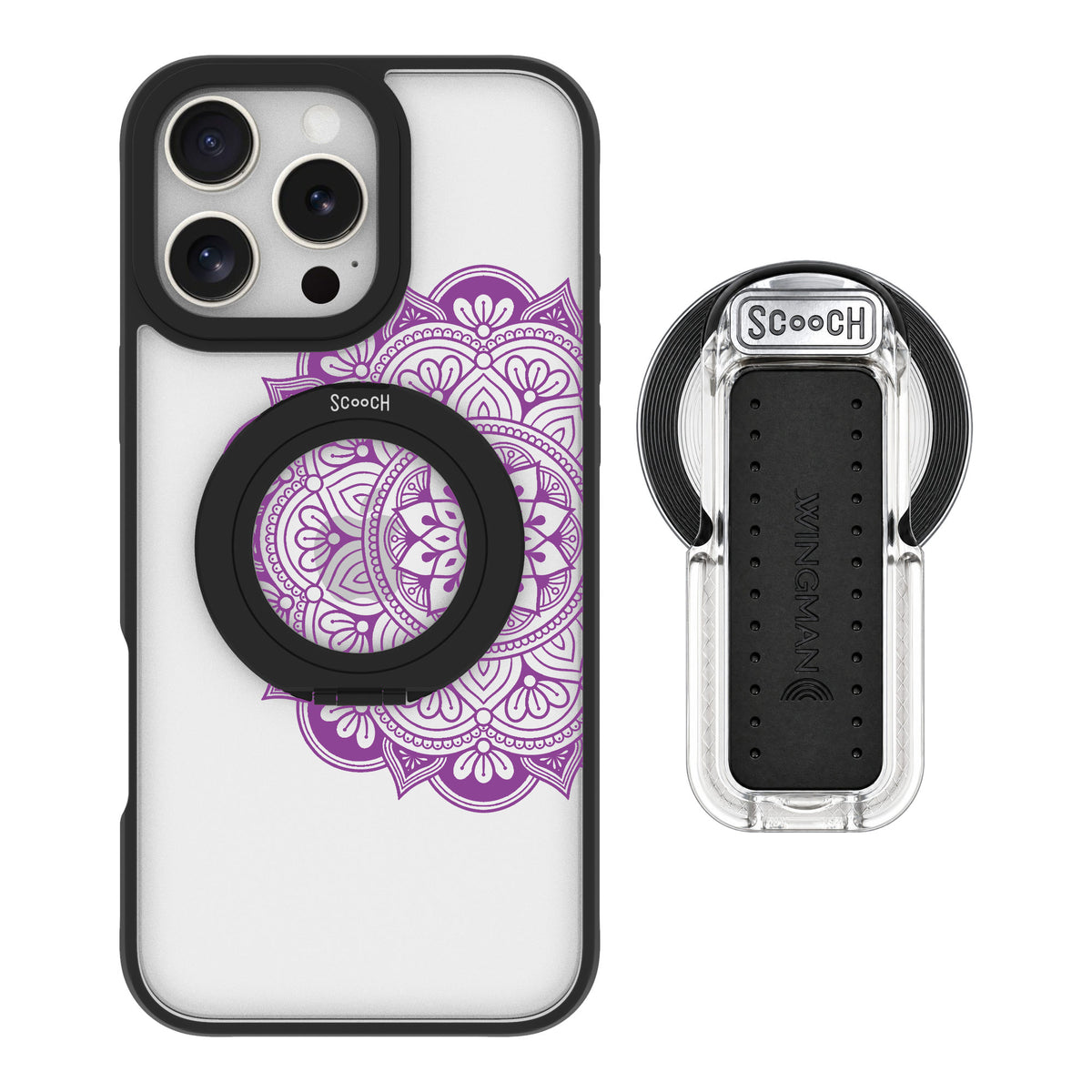 Scooch MagCase Mandala Dreams for iPhone 16 Pro Max — MagSafe Wingback Bundle - Clear