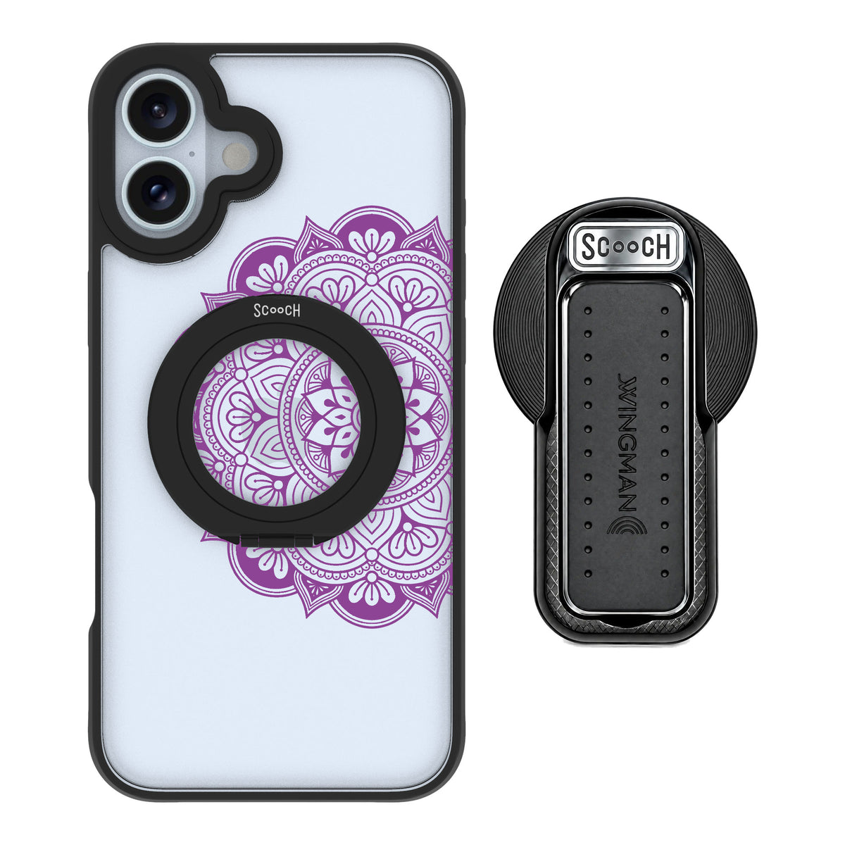 Scooch MagCase Mandala Dreams for iPhone 16 Plus — MagSafe Wingback Bundle - Black