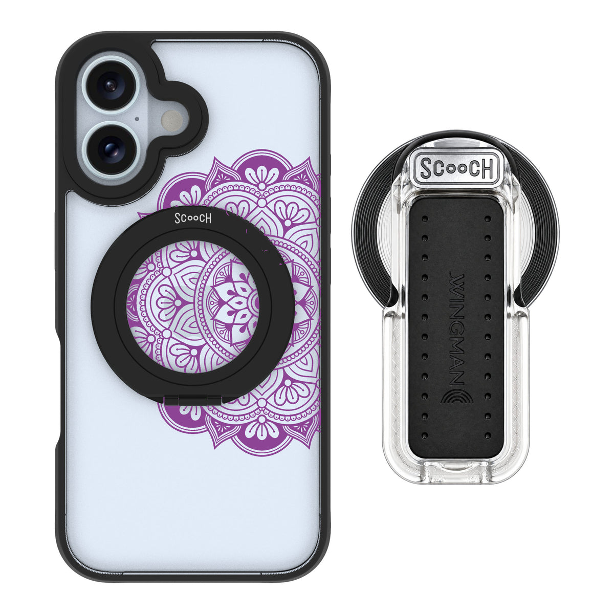 Scooch MagCase Mandala Dreams for iPhone 16 — MagSafe Wingback Bundle - Clear
