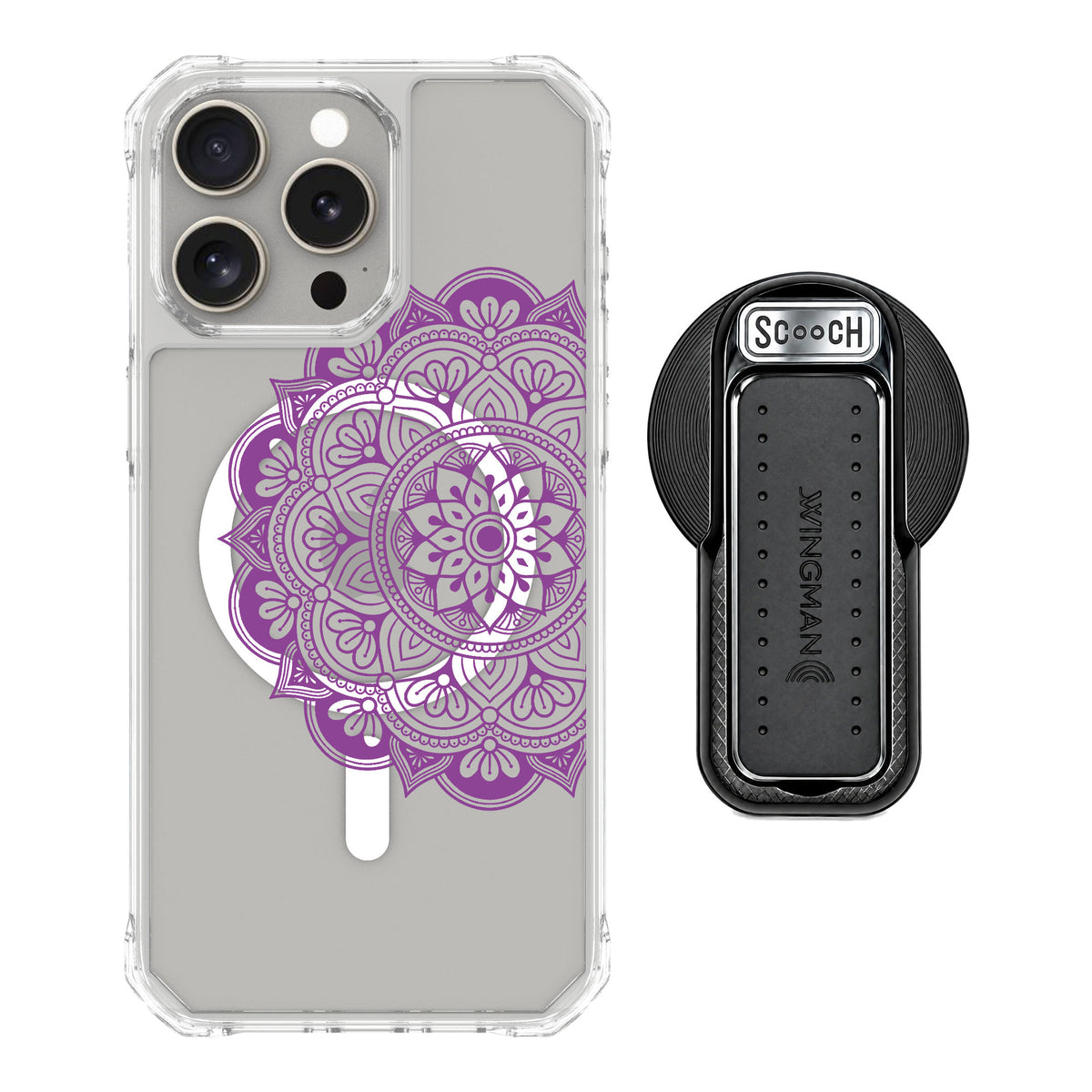 Scooch MagCase Mandala Dreams for iPhone 15 Pro Max — MagSafe Wingback Bundle - Black