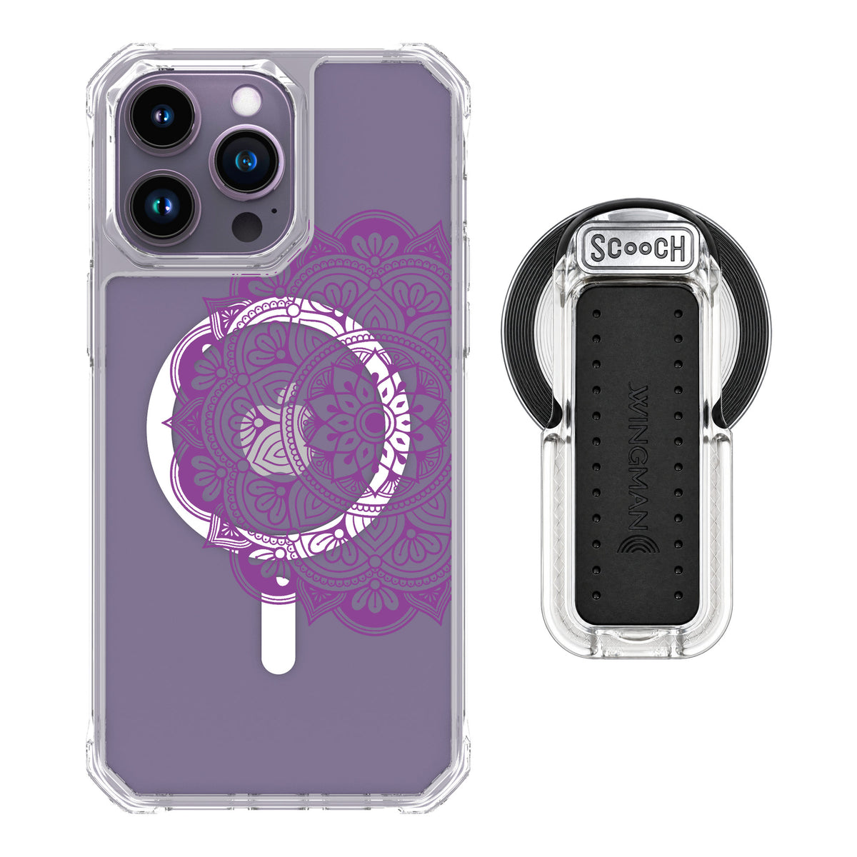 Scooch MagCase Mandala Dreams for iPhone 14 Pro Max — MagSafe Wingback Bundle - Clear