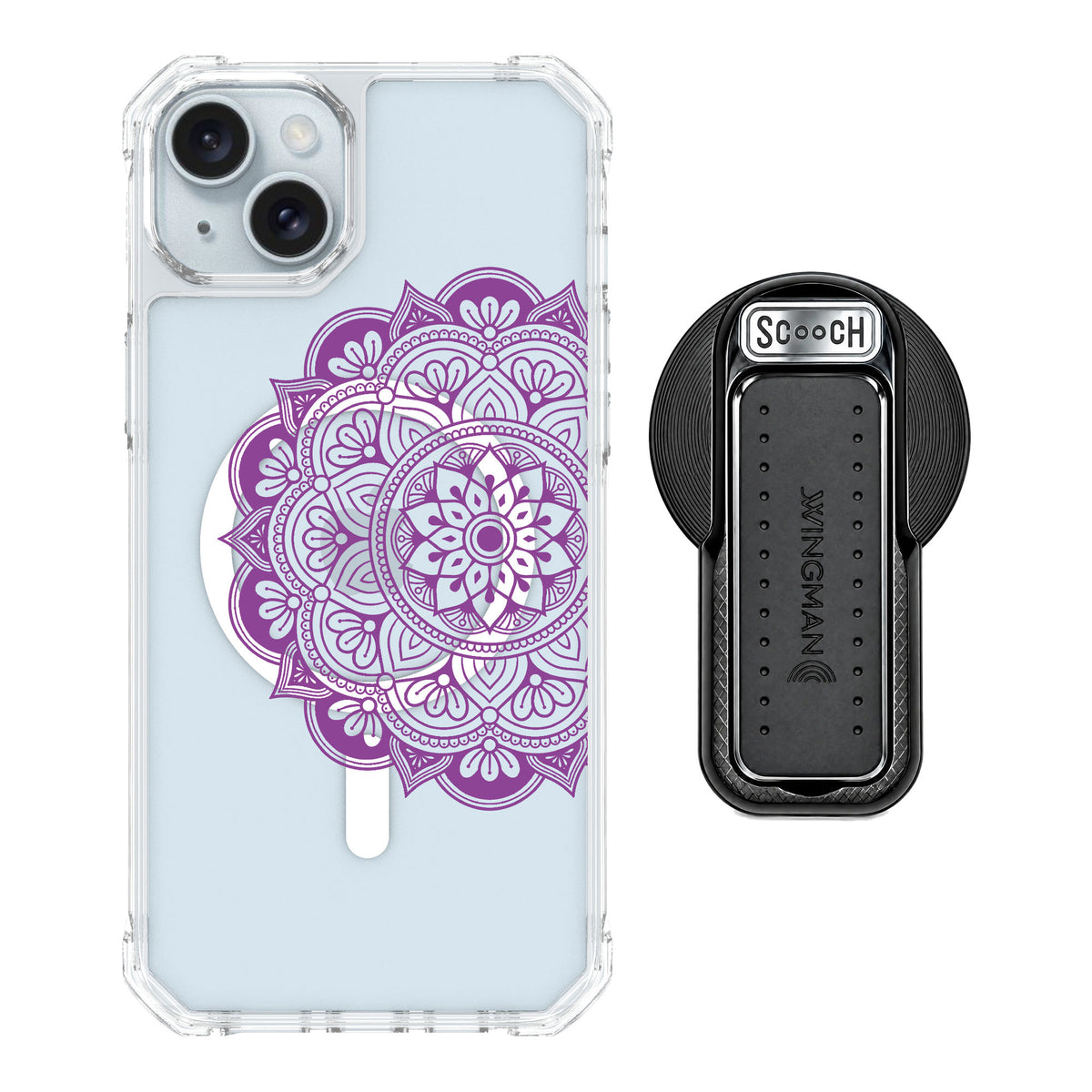 Scooch MagCase Mandala Dreams for iPhone 14 Plus — MagSafe Wingback Bundle - Black