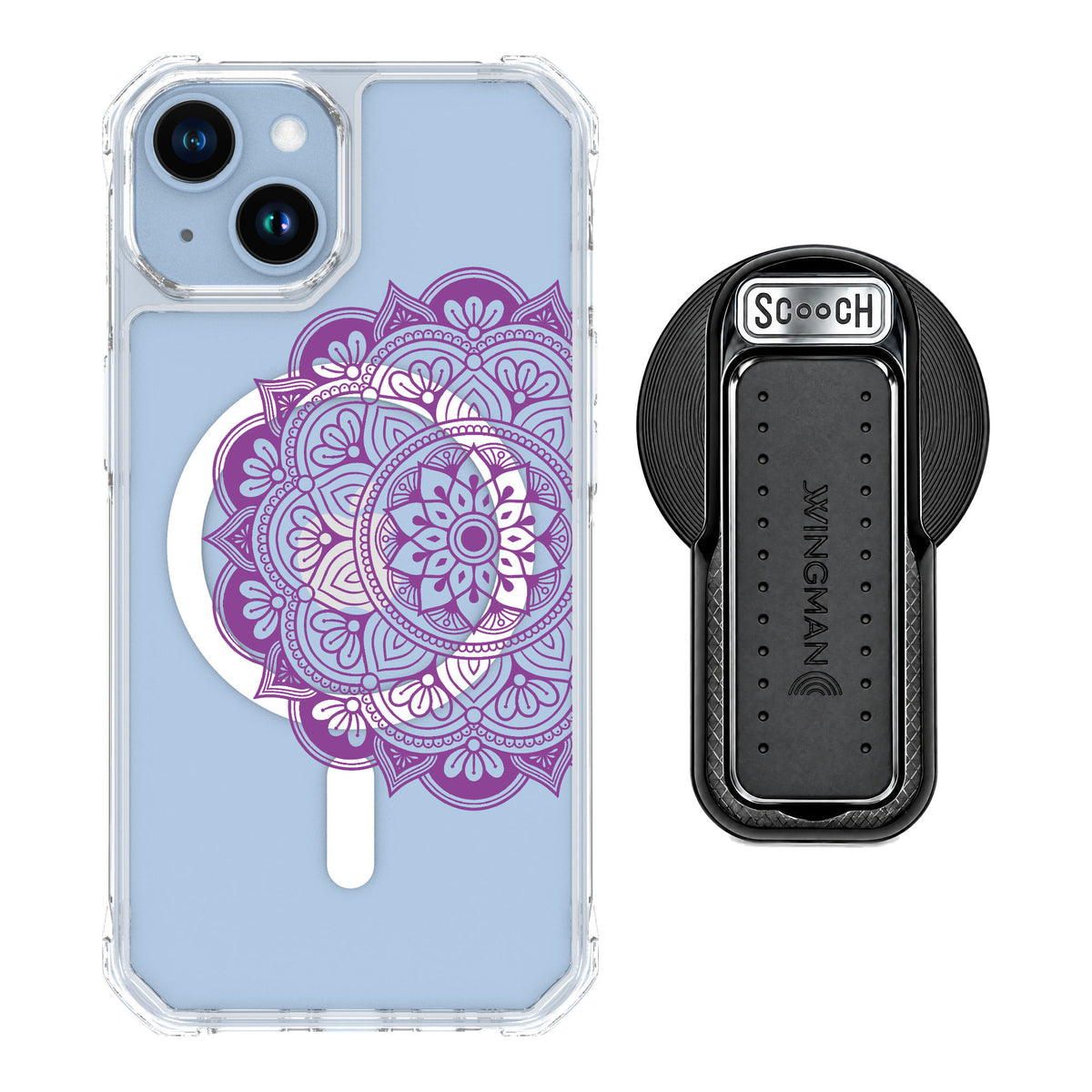 Scooch MagCase Mandala Dreams for iPhone 14 — MagSafe Wingback Bundle - Black