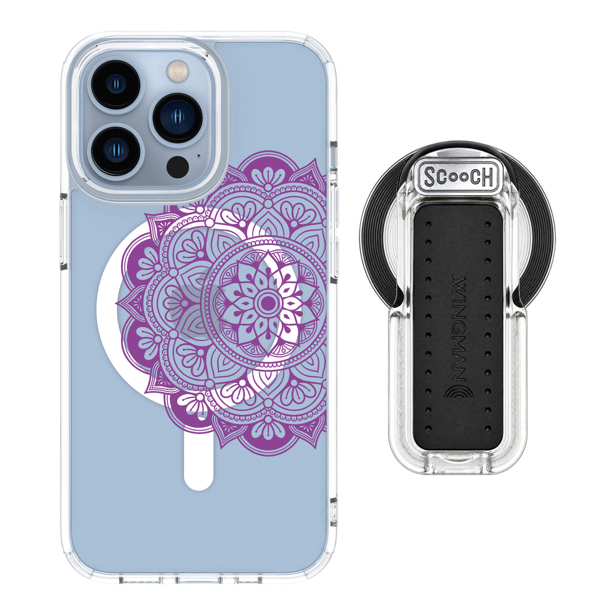 Scooch MagCase Mandala Dreams for iPhone 13 Pro — MagSafe Wingback Bundle - Clear