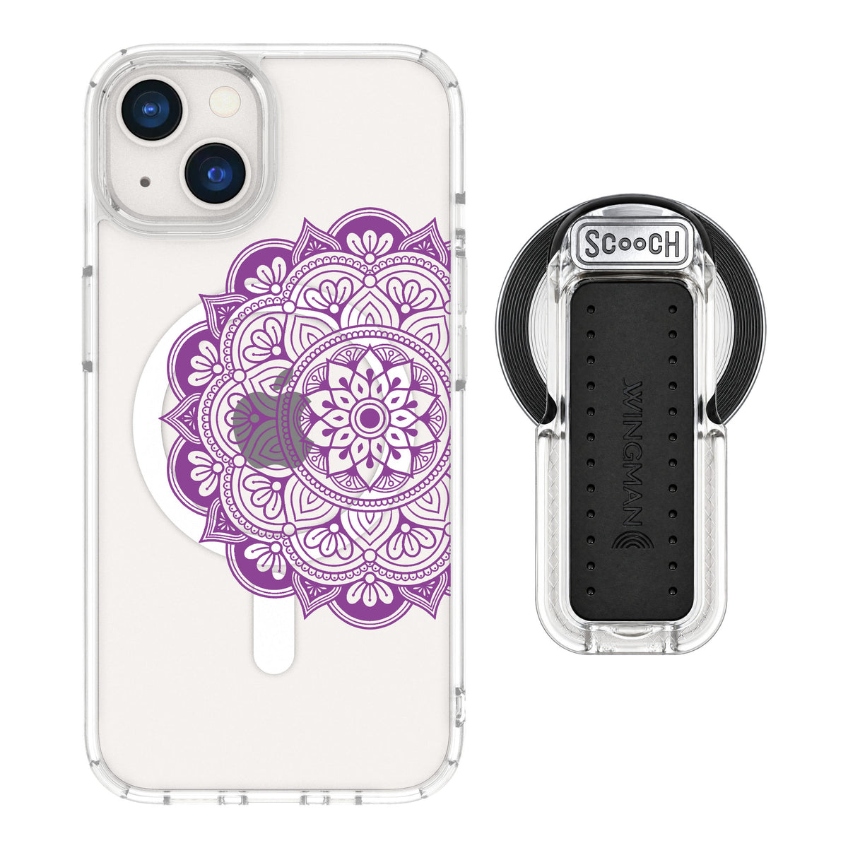 Scooch MagCase Mandala Dreams for iPhone 13 — MagSafe Wingback Bundle - Clear