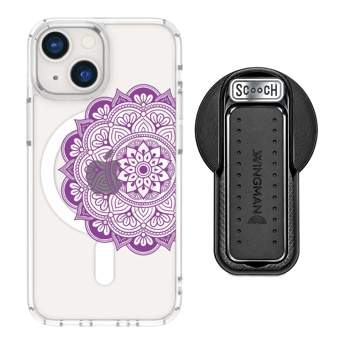 Scooch MagCase Mandala Dreams for iPhone 13 mini — MagSafe Wingback Bundle - Black