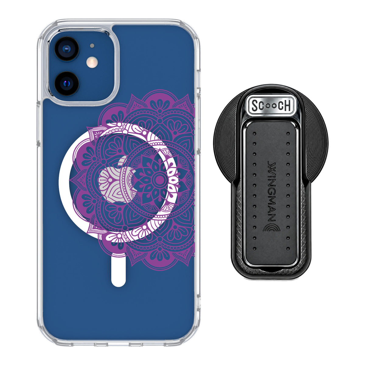 Scooch MagCase Mandala Dreams for iPhone 12 — MagSafe Wingback Bundle - Black