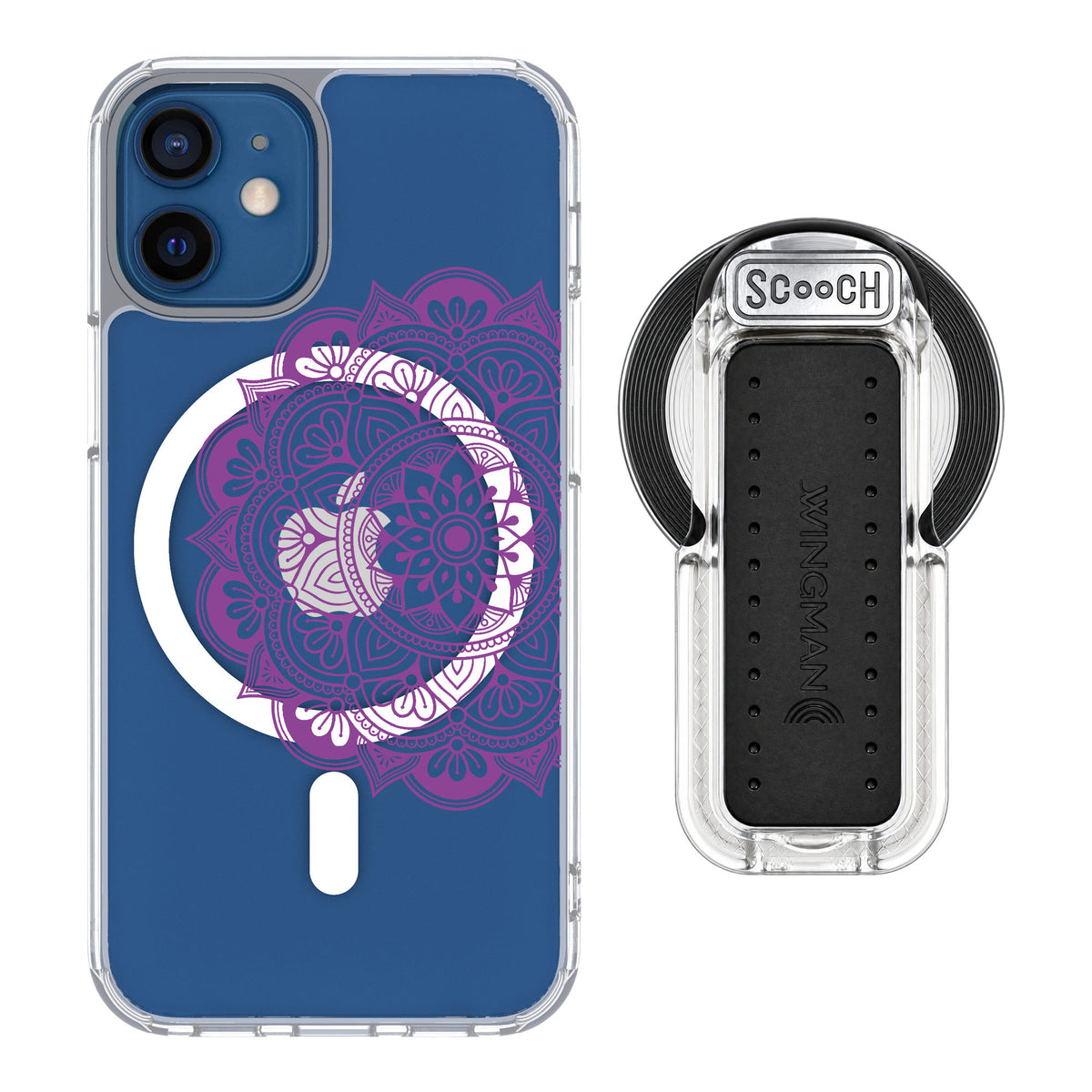 Scooch MagCase Mandala Dreams for iPhone 12 mini — MagSafe Wingback Bundle - Clear