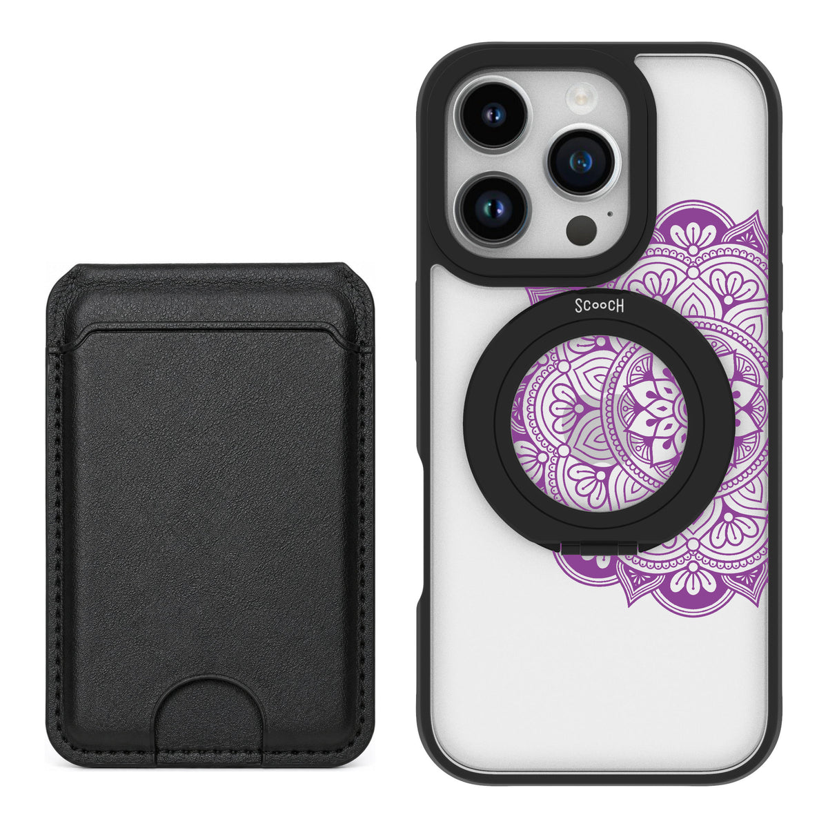 Scooch MagCase Mandala Dreams for iPhone 16 Pro — Black MagWallet Bundle
