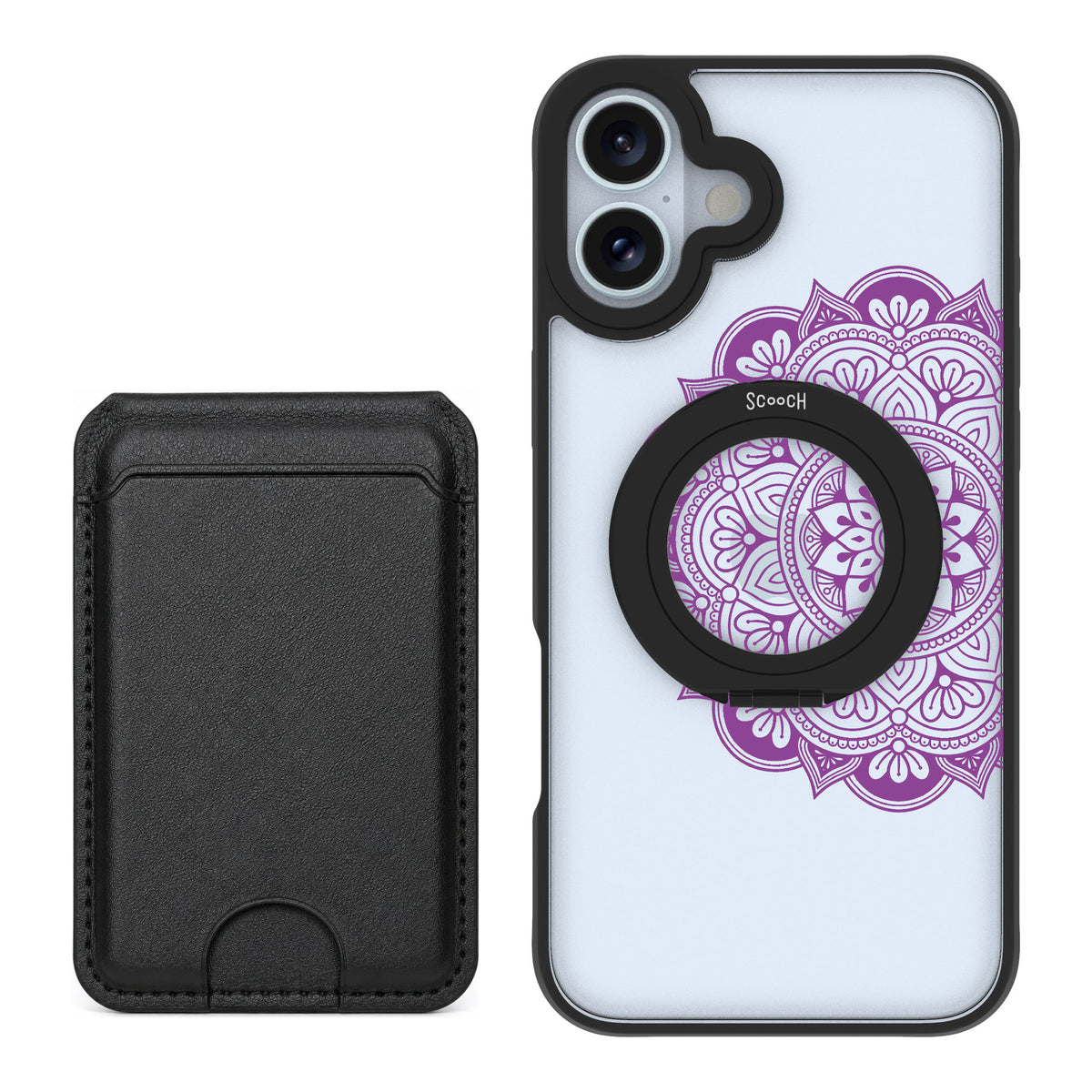Scooch MagCase Mandala Dreams for iPhone 16 Plus — Black MagWallet Bundle