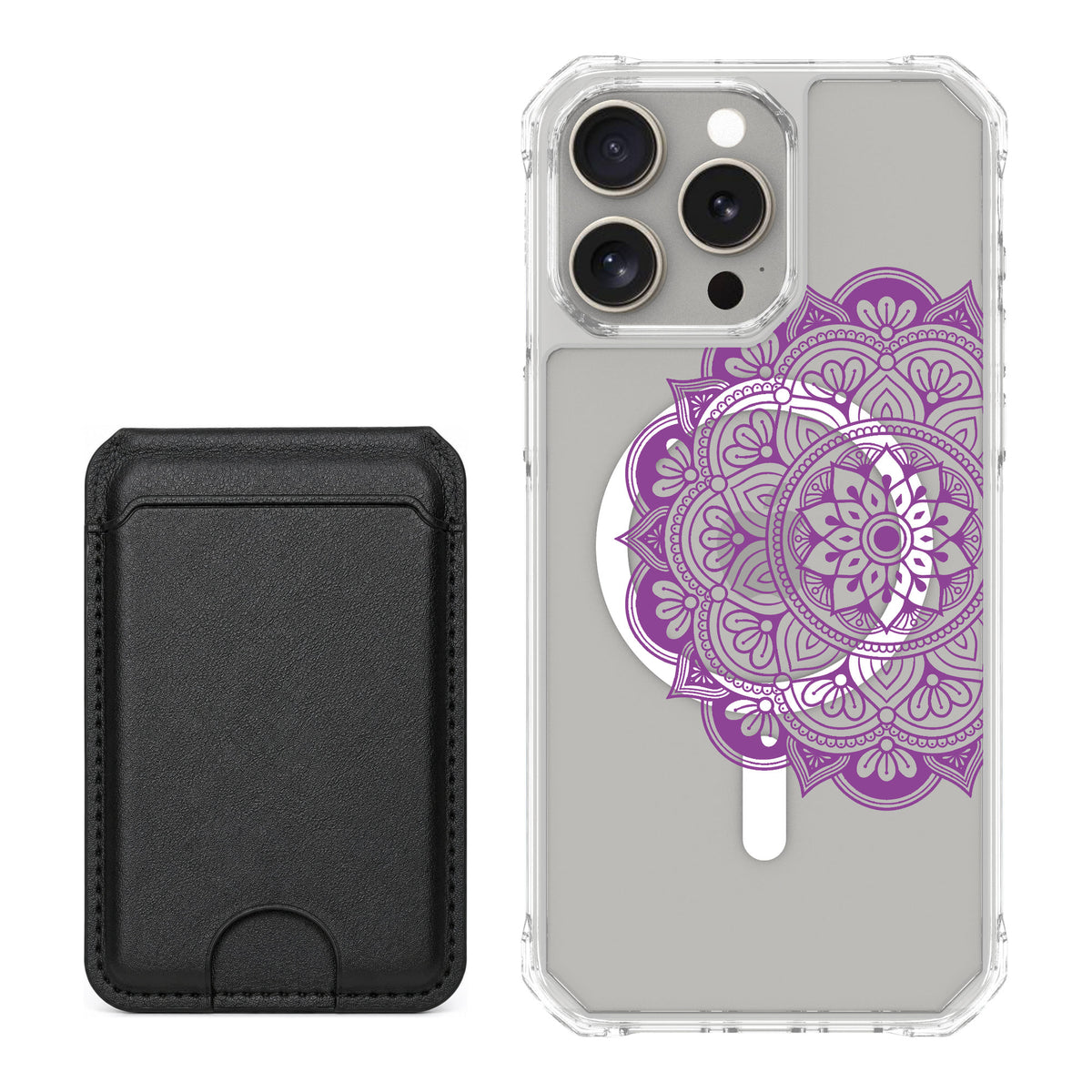 Scooch MagCase Mandala Dreams for iPhone 15 Pro Max — Black MagWallet Bundle