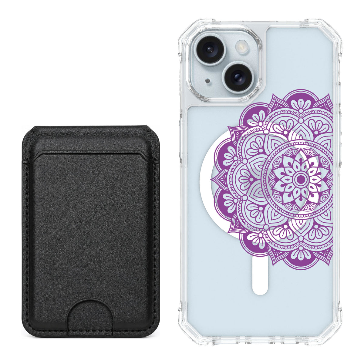 Scooch MagCase Mandala Dreams for iPhone 15 — Black MagWallet Bundle