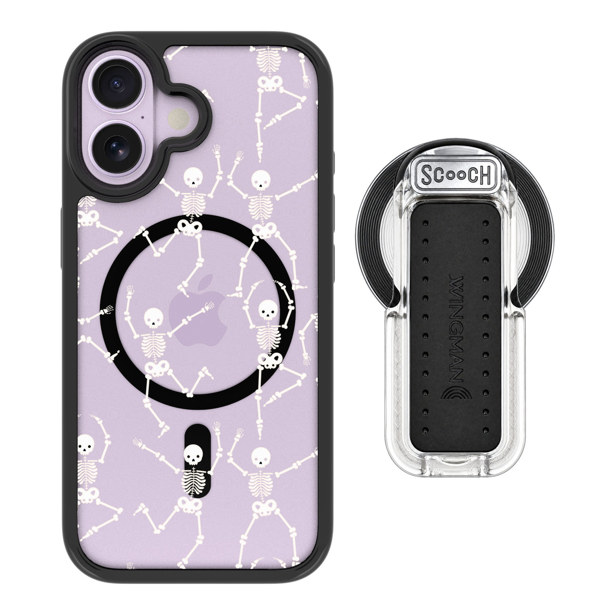 Scooch MagCase Swinging Skeletons for iPhone 17 — MagSafe Wingback Bundle - Clear