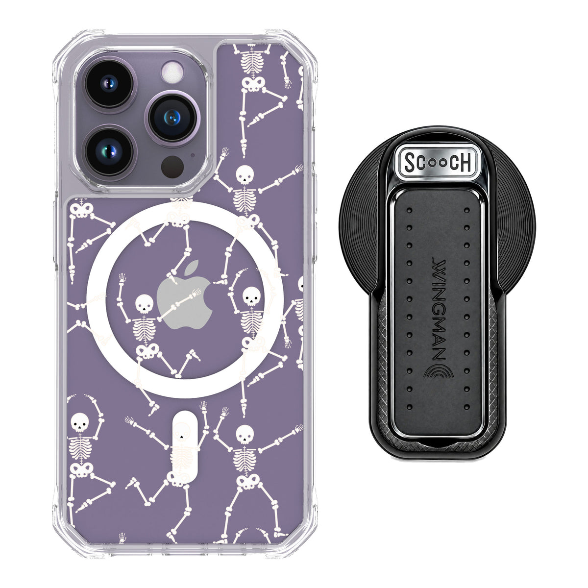 Scooch MagCase Swinging Skeletons for iPhone 14 Pro — MagSafe Wingback Bundle - Black