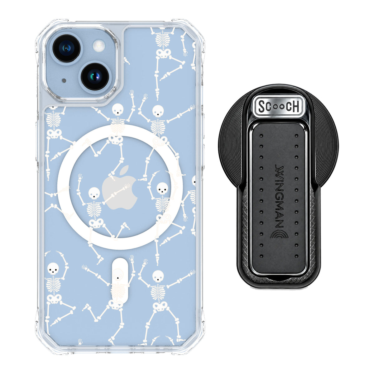 Scooch MagCase Swinging Skeletons for iPhone 14 — MagSafe Wingback Bundle - Black